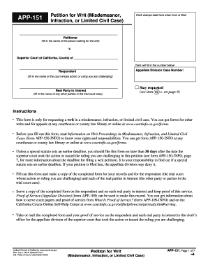 California Petition for Writ APP-151
