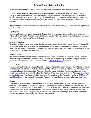 Texas Divorce Answer Form