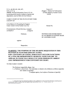 New York Support Enforcement Petition