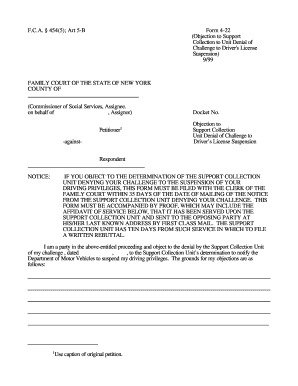 Objection to Support Collection Unit Denial of Challenge to Driver’s License Suspension