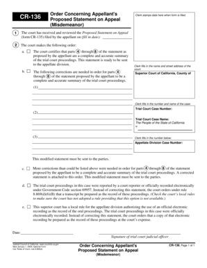 Order Concerning Appellant's CR-136