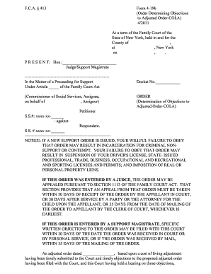 New York Family Court Form 4-19b
