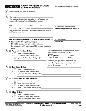 Answer to Request for Orders to Stop Harassment