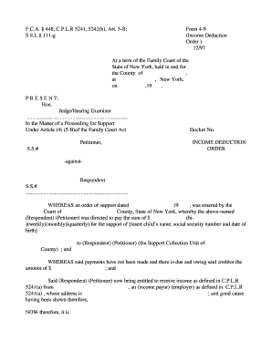 New York Income Deduction Order Form 4-9