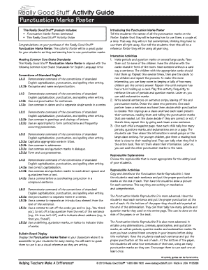 Punctuation Marks Poster and Activity Guide