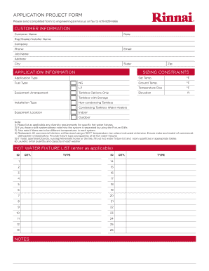 Rinnai Application Project Form