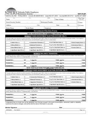 Nebraska Public Employees Retirement Investment Election Form