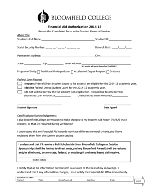 Financial Aid Authorization Form