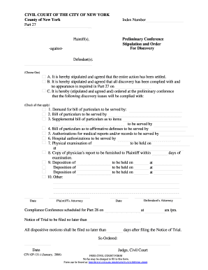 New York Civil Court Stipulation and Order