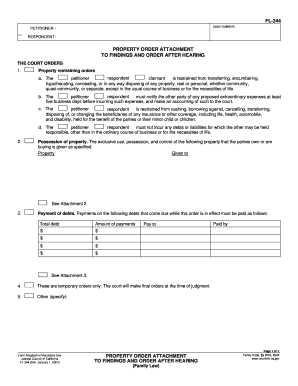 California Property Order Attachment