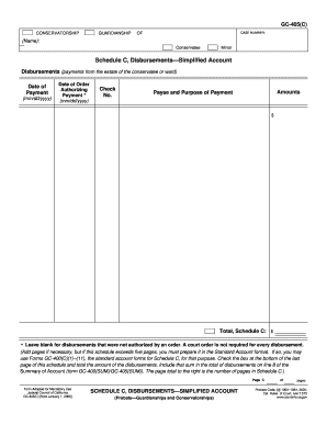 California Conservatorship Disbursement Form