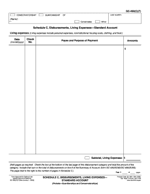 California Conservatorship Guardianship Living Expenses Form