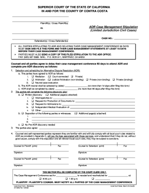 ADR Case Management Stipulation Form