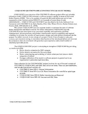 COQUALMO Questionnaire