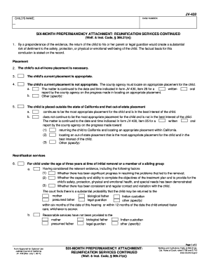 Six-Month Prepermanency Attachment Form JV-432