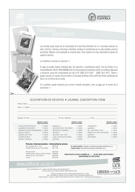 Formulario de Suscripción a Revistas