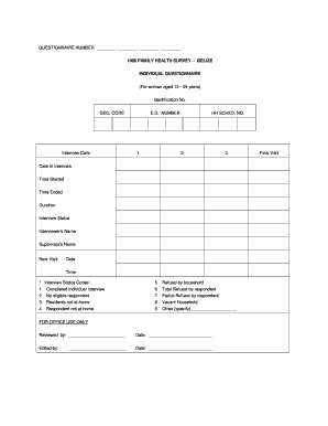 1999 Family Health Survey - Belize