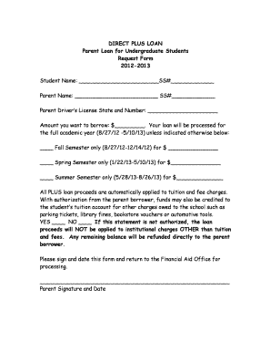 Direct PLUS Loan Request Form