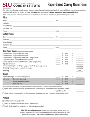 Paper-Based Survey Order Form - core siu