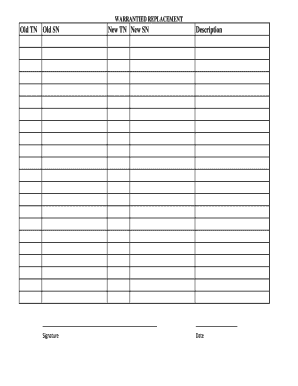 Warrantied Replacement Form