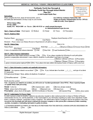 Medical/Dental/Vision/Prescription Claim Form
