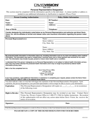 Personal Representative Designation Form