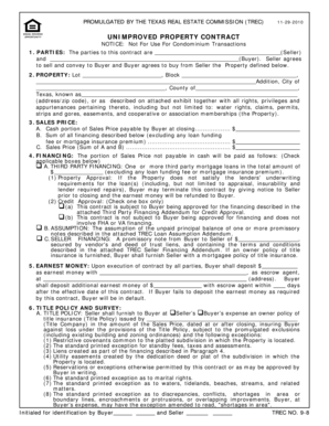 Texas Unimproved Property Contract