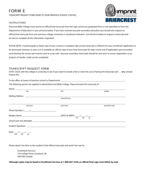 Transcript Request Form