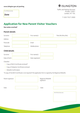 Application for New Parent Visitor Vouchers