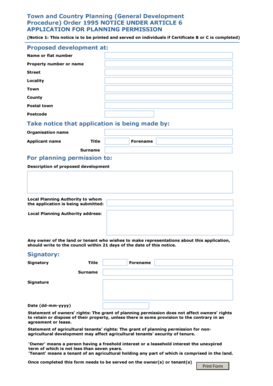 UK Planning Permission Application Notice