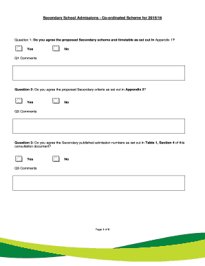 Islington School Admissions Consultation Response Questionnaire