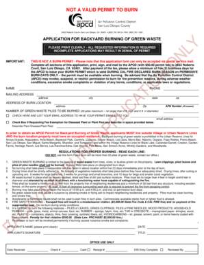 California Backyard Burning Permit Application