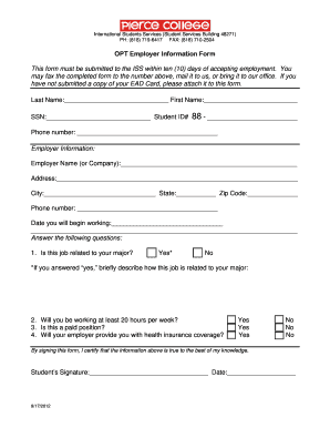 OPT Employer Information Form