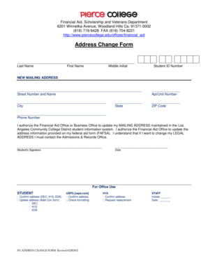 Pierce College Address Change Form