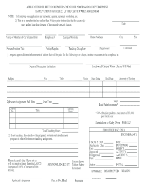 Tuition Reimbursement Application