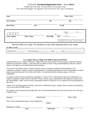 ENCORE Fee-Based Registration Form