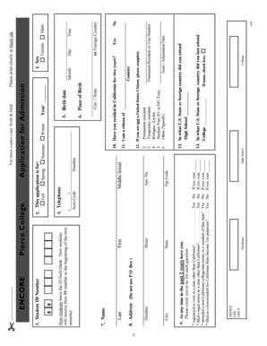 Pierce College Application for Admission