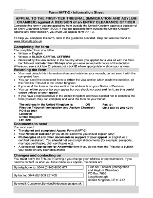 UK IAFT-2 Appeal Form