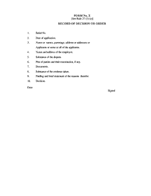 Record of Decision or Order Form