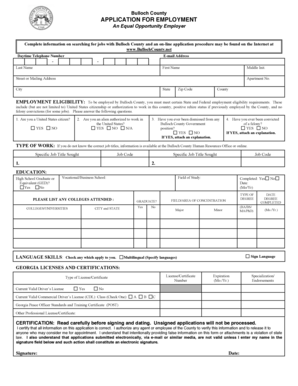 Bulloch County Employment Application