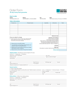 WPS Order Form