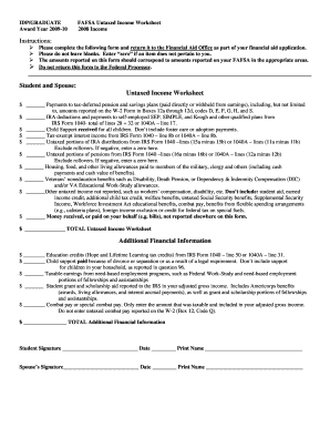FAFSA Untaxed Income Worksheet