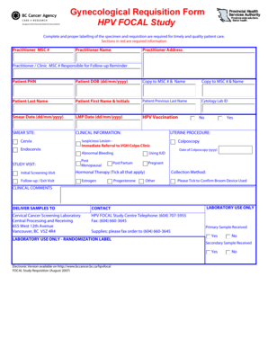 HPV FOCAL Study Gynecological Requisition Form