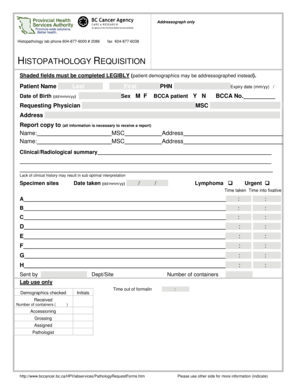 Histopathology Requisition Form