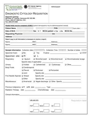 Diagnostic Cytology Requisition Form