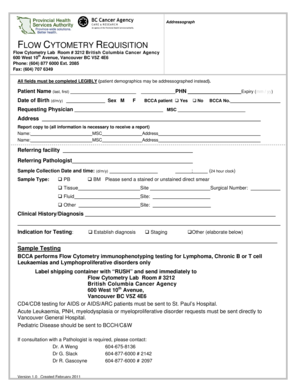 Flow Cytometry Requisition Form