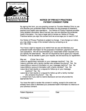 Notice of privacy practices patient consent form - Thurston Medical ...