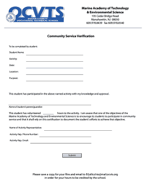 Community Service Verification Form