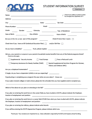 Student Information Survey