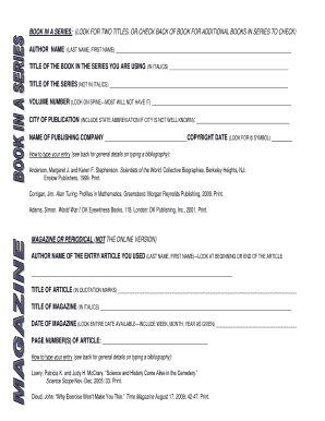 Bibliography Form Template